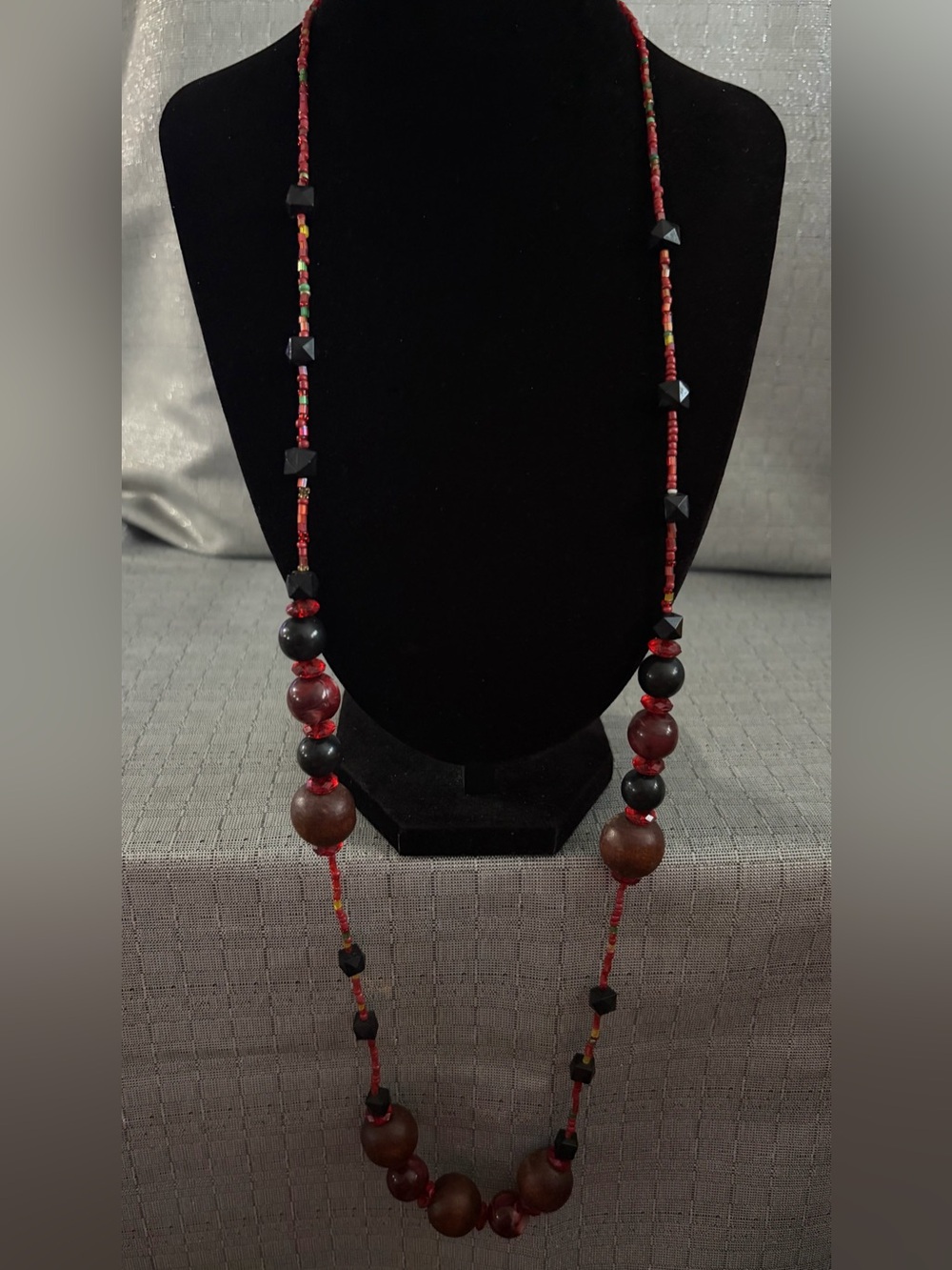 Vintage style mixed media statement necklace